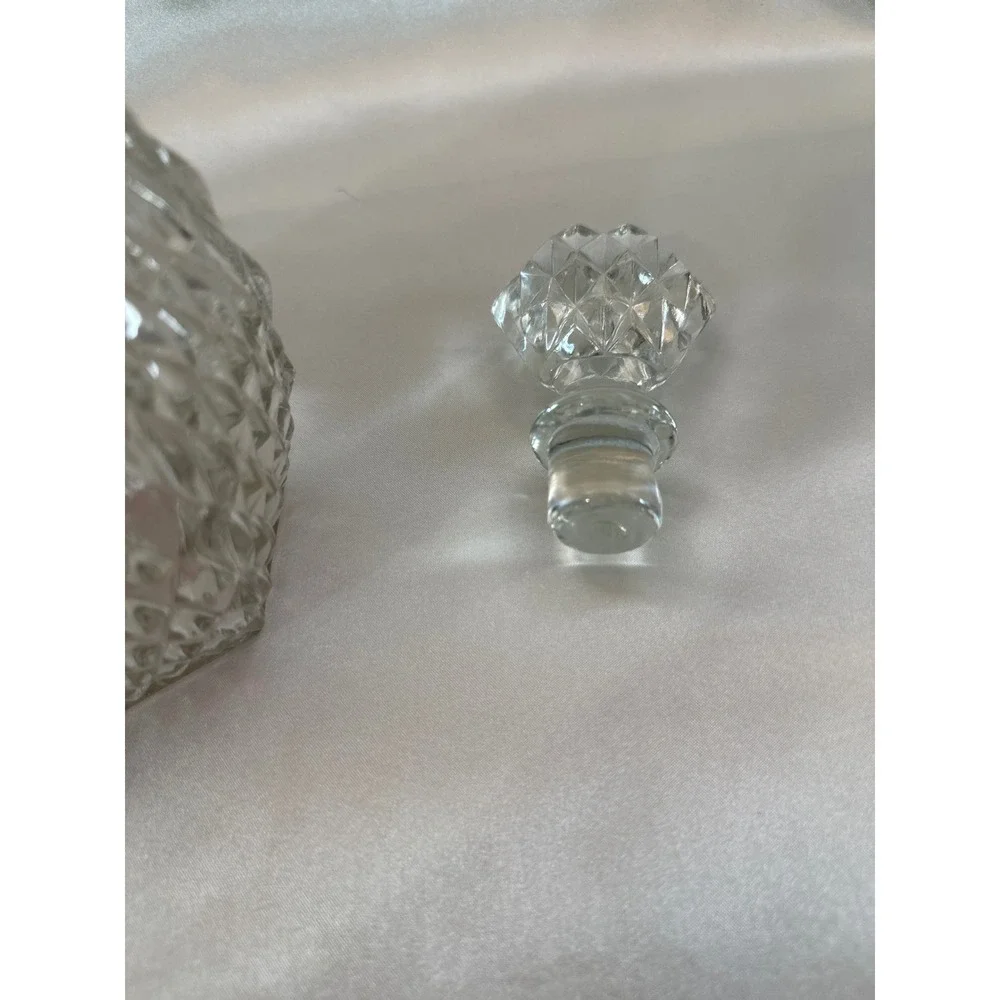 Vintage Kings Crown‎ Ruby Flash Glass Decanter with Stopper 12 Inch Hexagonal